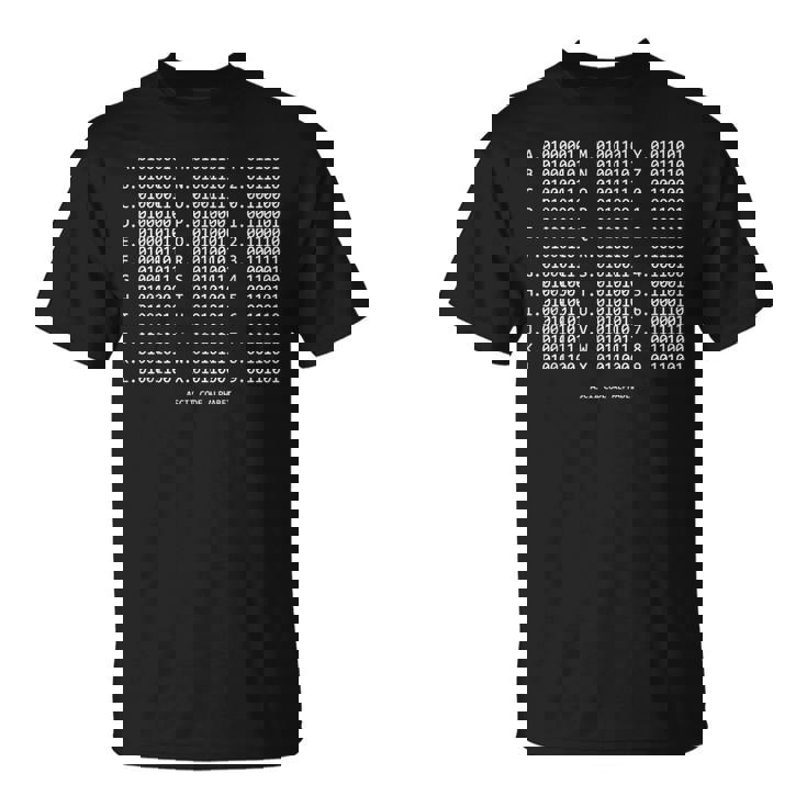Alfabeto Binario Abc Números En Camisa De Código Binario Camiseta unisex
