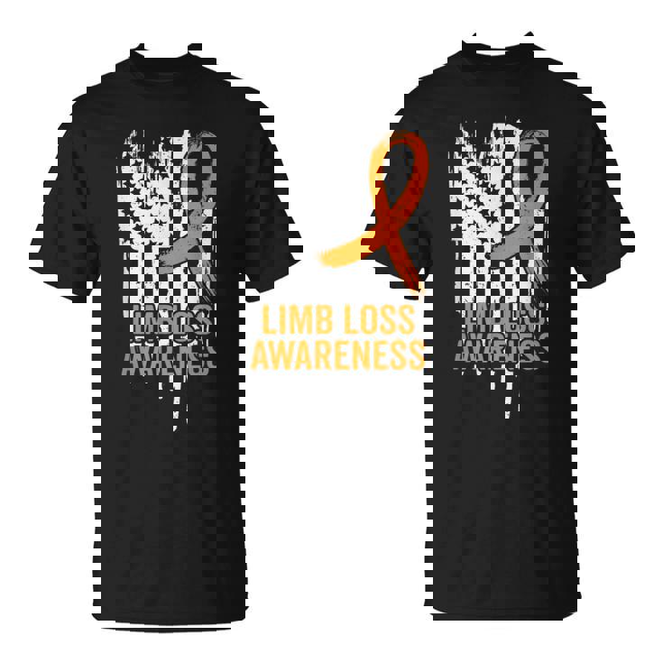 American Flag Limb Loss Awareness Hand Leg Ampu Awareness T-Shirt