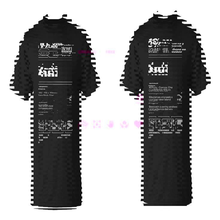 Anahi Name For Anahi Sarcastic Nutrition Facts T-Shirt