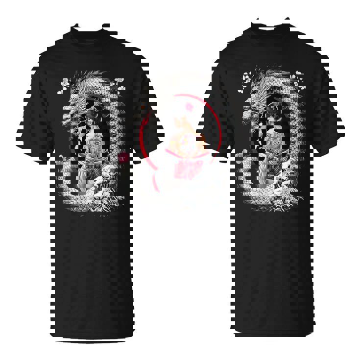 Arte Del Tatuaje De Geisha Y Dragón Cuello Camiseta unisex