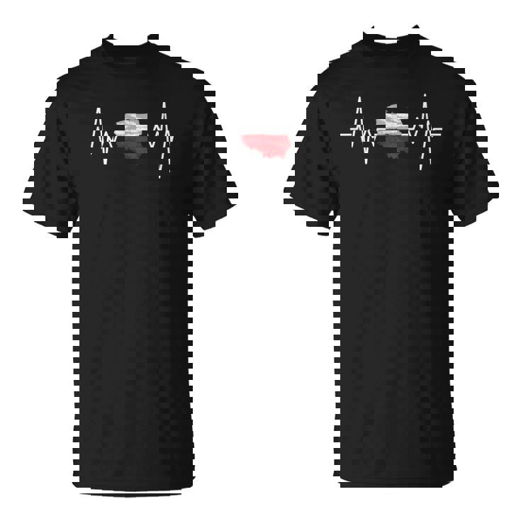 Bandera Polaca Heartbeat Polonia Polonia Polonia Camiseta unisex