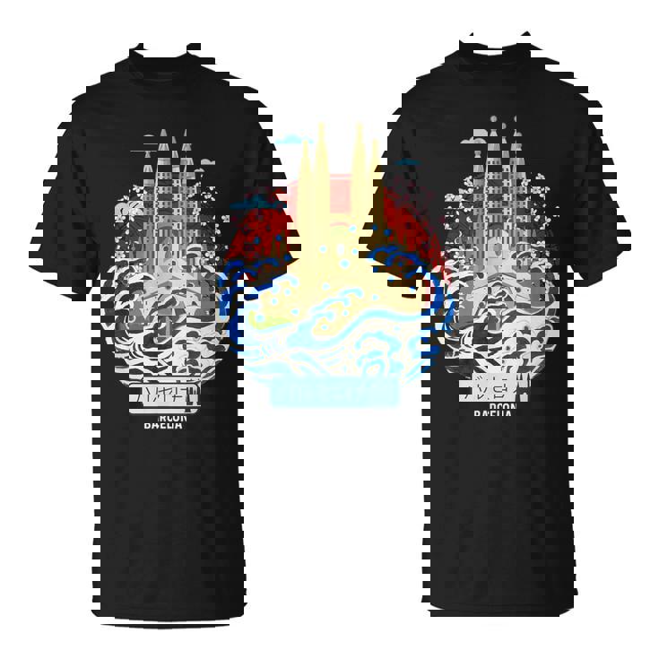 Barcelona España Japonesa Gran Ola Kanagawa Camiseta unisex