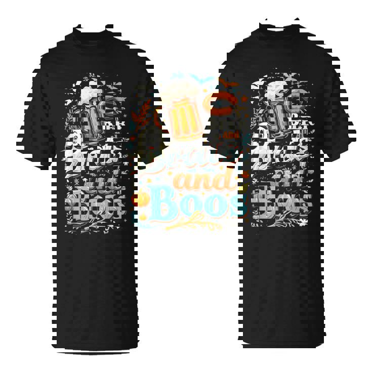Beer Brats And Boos Oktoberfest Vibe With Halloween T-Shirt
