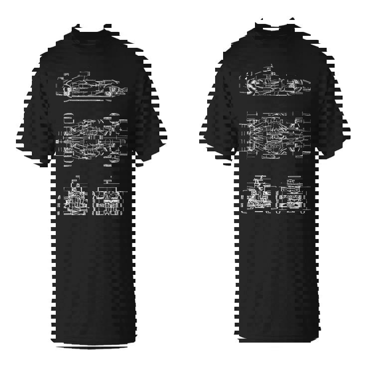 Blueprint Racing Car Formula Progetto Intero Ingegneria Maglietta