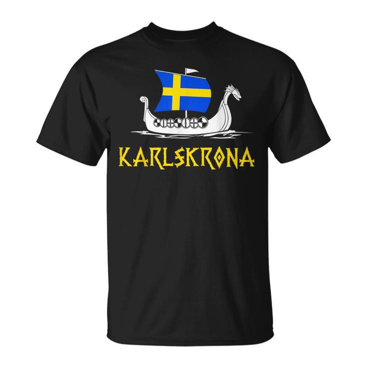 Boat Swedish Flag Swedeniking Ship Karlskrona T-Shirt