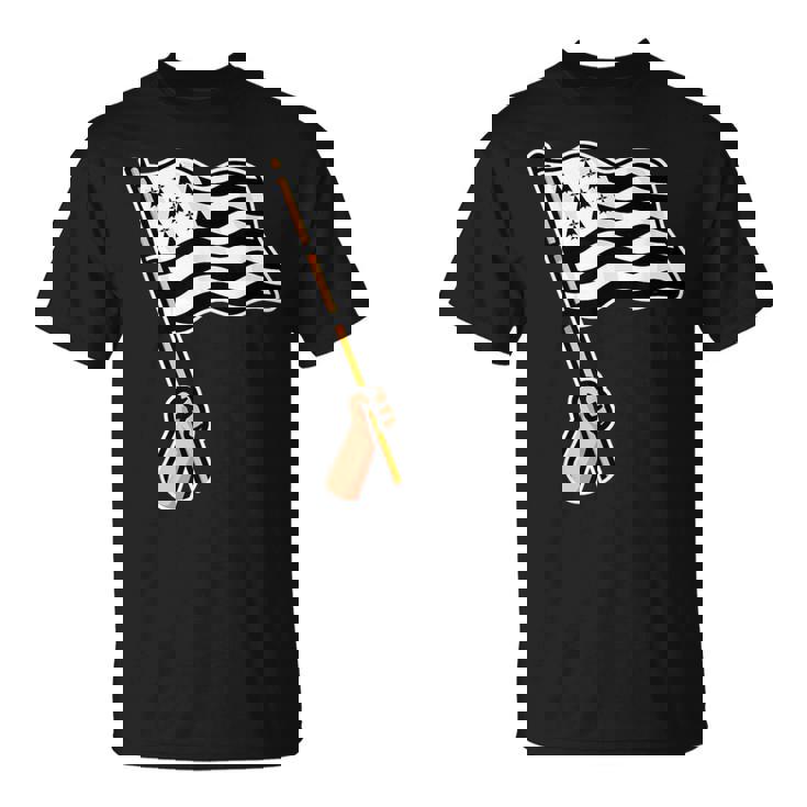 Bretagne Main Brandissant Le Drapeau Breton Gwenn Ha Du T-Shirt