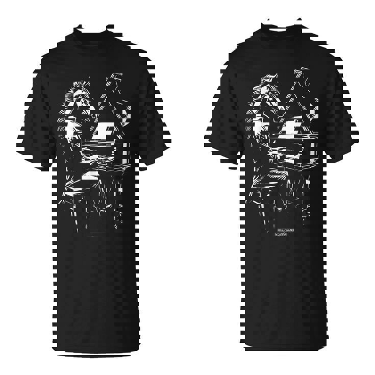 Caballo Con Clase Tocando Un Piano De Cola Camiseta unisex
