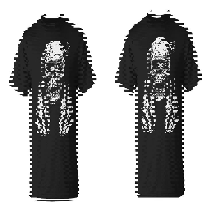 Camicia Con Teschio Scheletro Dito Medio Divertente Adulto Umorismo F You Maglietta