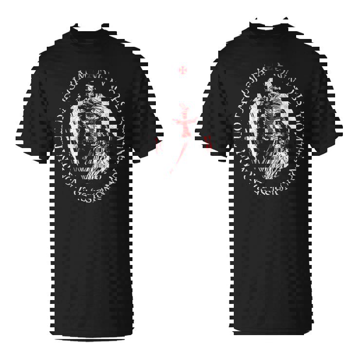 Cavaliere Templare Con Scudo Crociato E Croce Templare Maglietta