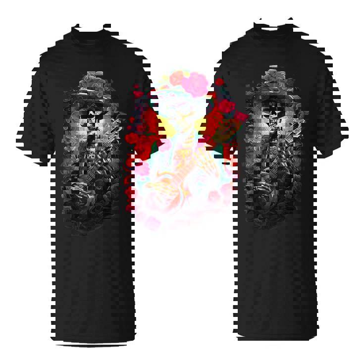 Crâne En Sucre Jour Des Morts Dia De Los Muertos Mariachi T-Shirt
