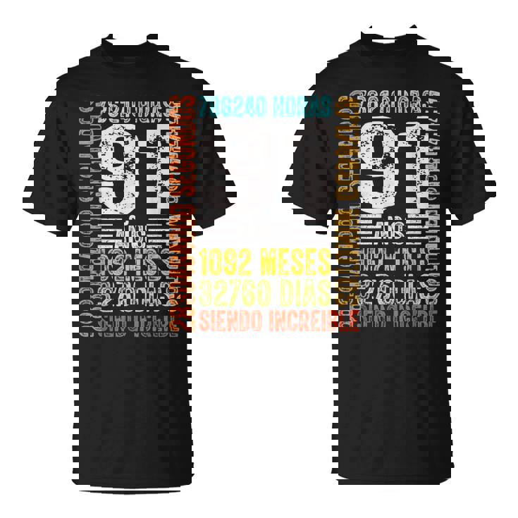 Cumpleaños Feliz 91 Años Feliz 91 Años Regalos Originales Camiseta unisex