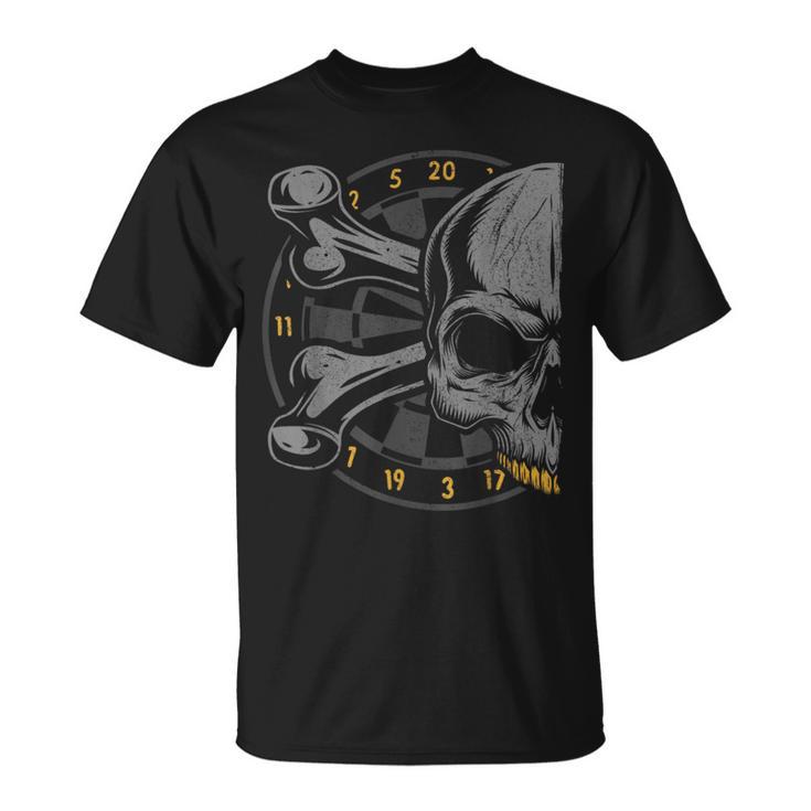 Dart Skull And Dartboard Retro Dart T-Shirt