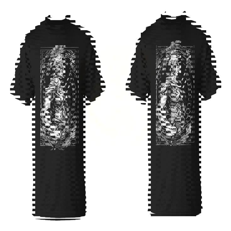 Dieu Grec Athéna Tenant La Lance Guerrier Spartiate T-Shirt