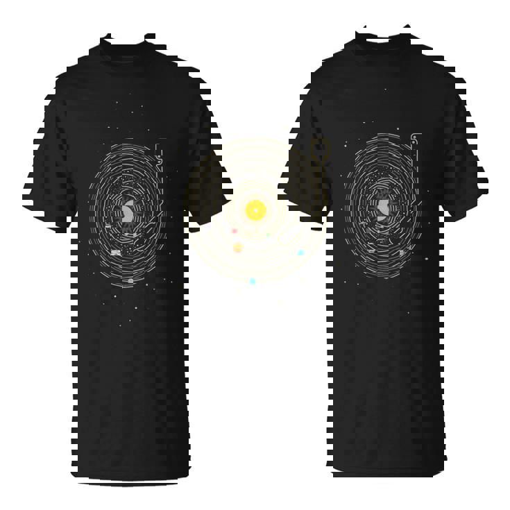 Disco Deinilo Con Sistema Solar De Planetas Astro Music Camiseta unisex