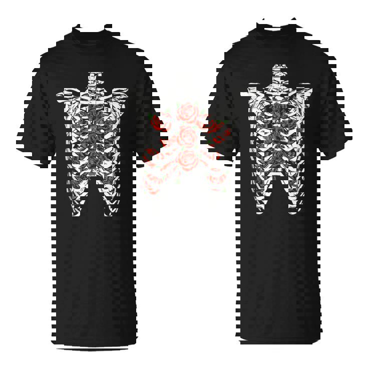 Diseño De Caja Torácica De Esqueleto Gótico Con Rosas Sin Mangas