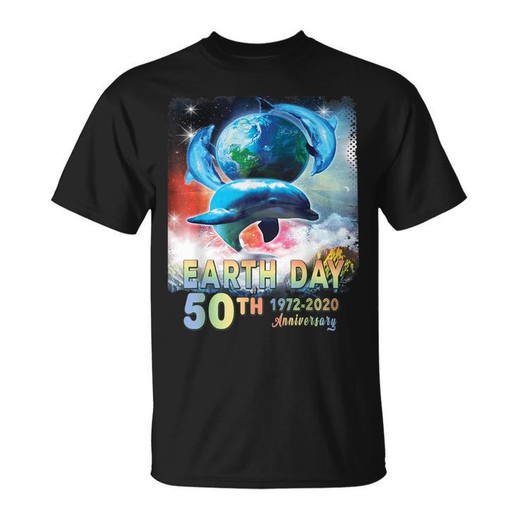 Earth Day 50Th Anniversary Save The Dolphins Retro Womens T-Shirt