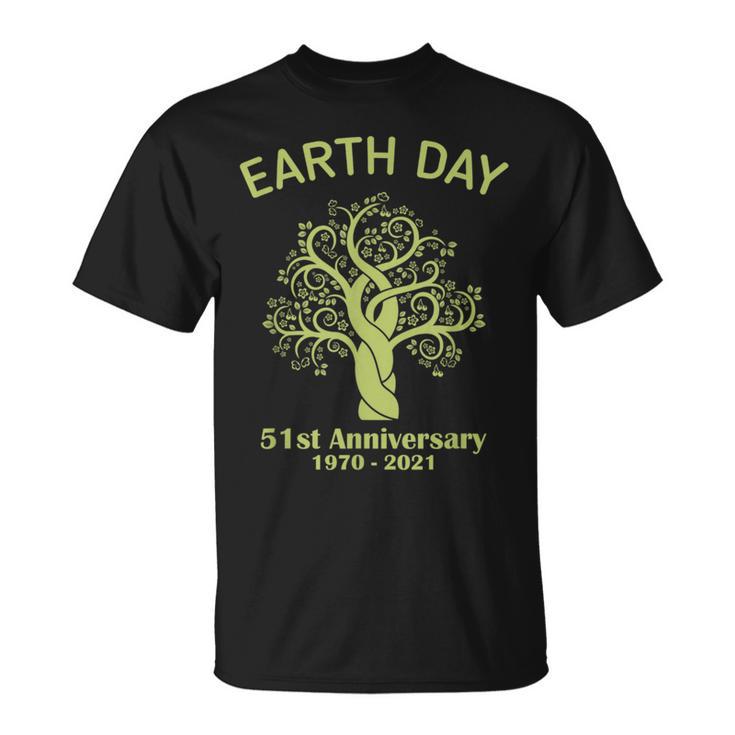 Earth Day 51St Anniversary 2021 Tree Green Life Earthday T-Shirt