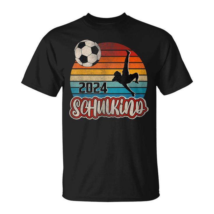 Einschulung Schulkind 2024 School Cone Boy Footballintage T-Shirt