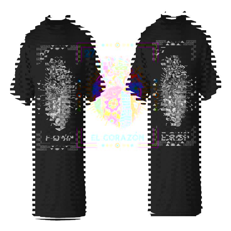 El Corazón Artistic Card Mexican Lottery Card T-Shirt