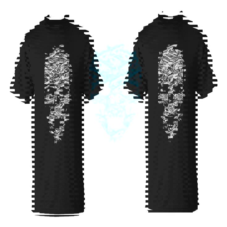Esqueleto Con Tiburón Esqueleto Con Tiburón Camiseta unisex