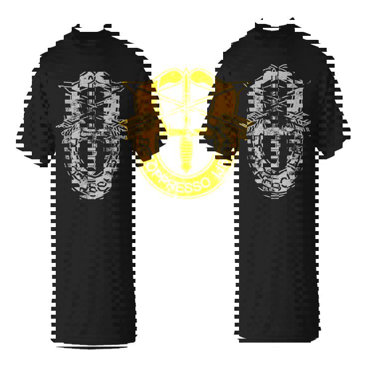 Forze Speciali Degli Stati Uniti De Oppresso Liber Gold Distressed Maglietta