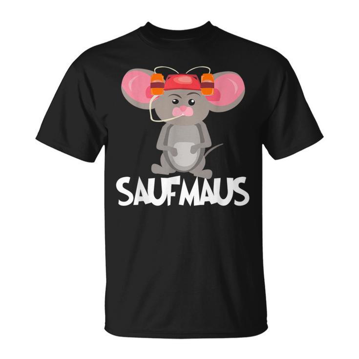 Beer Helmet Mouse Motif Beer Drinker Beer Saufmaus T-Shirt