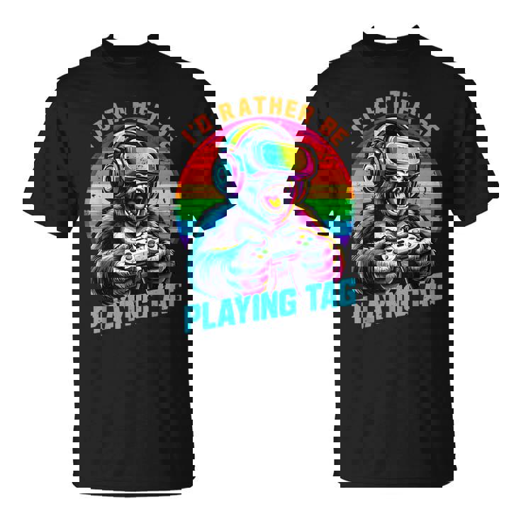 Gorilla Playing Video Vr Games Boys Gamer Gaming T-Shirt