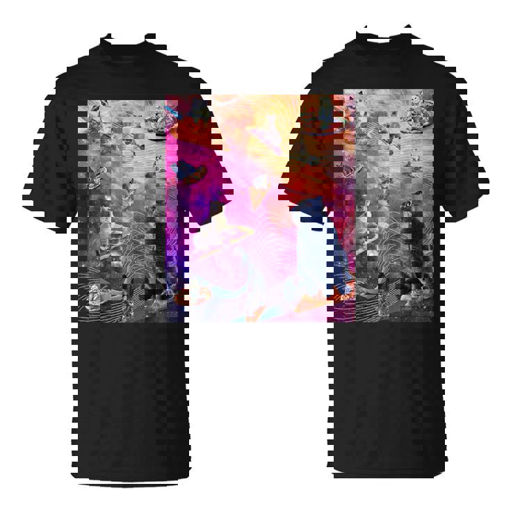 Galaxy Space Pizza Cat Chat Dans L'espace Mangeant Une Pizza T