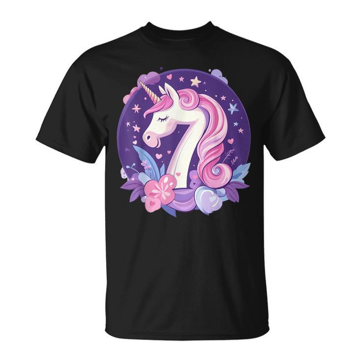 Geburtstag 7 Einhorn Mädchen Einhorn Outfit 7 Geburtstag T-Shirt