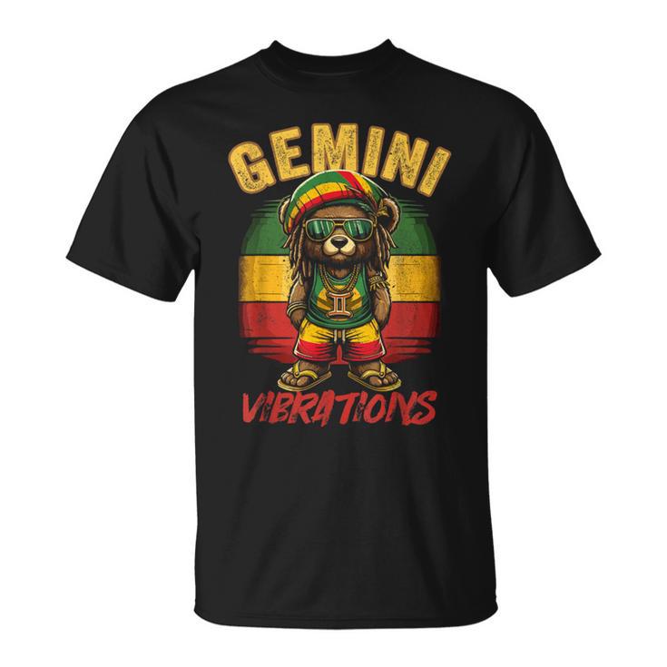 Gemini Vibes Rasta Reggae Teddy Bear Island Beach Birthday T-Shirt