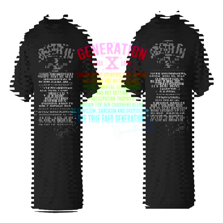 Gen X Generation X 70S 80S The True Fafo Generation Back Men's T