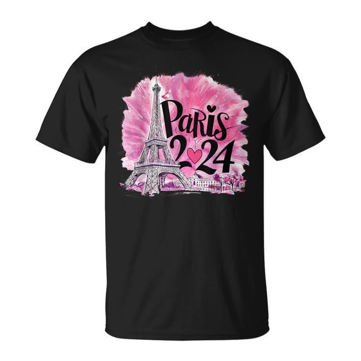 Girls Women s Cute 2024 Eiffel Tower Love Paris T Shirt Monsterry