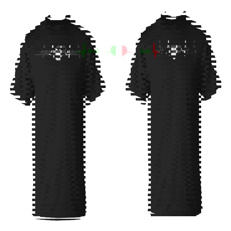 Italia Corazón Italiano Latido Ekg Pulso Italiano Camiseta unisex