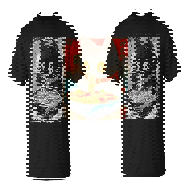 Kawaii Cat Eating Ramen Noodles Anime Girls Ns T-Shirt