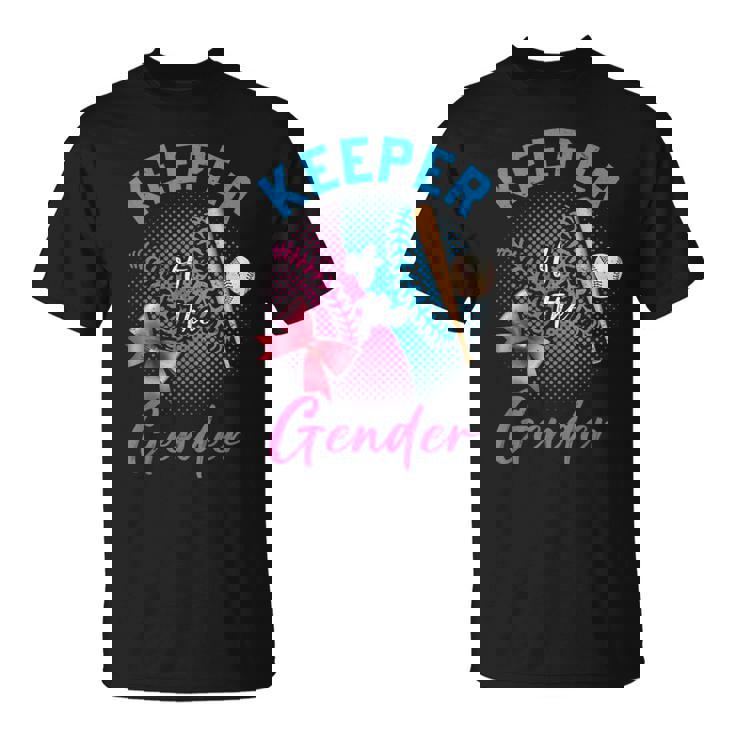 Keeper Of The Gender Baseball Or Bows Gender Reveal Party T-Shirt
