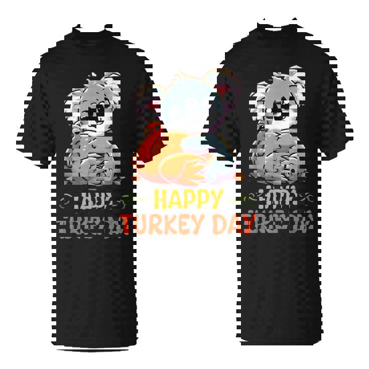 Koala Hugging Turkey Happy Thanksgiving Turkey Day Lovers T-Shirt
