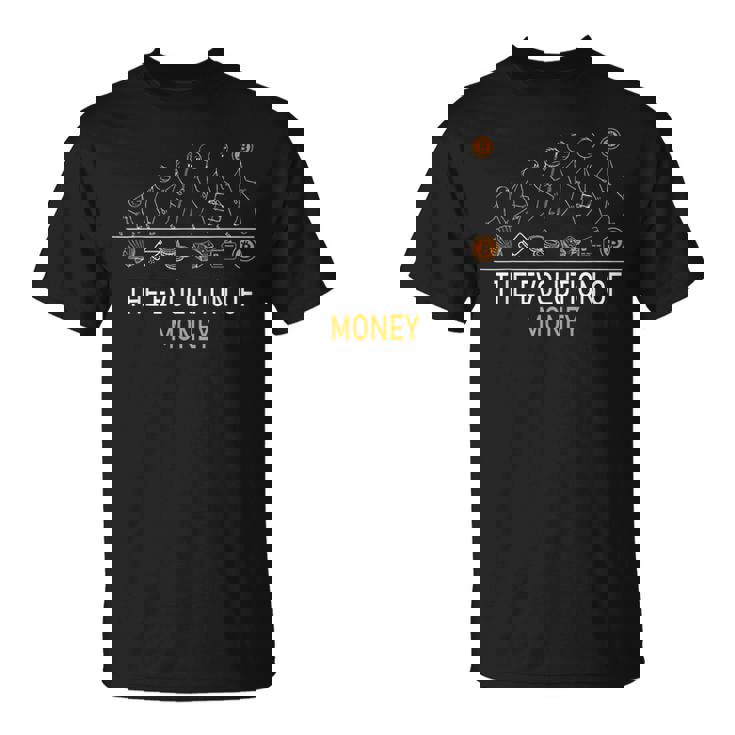 La Evolución Del Dinero Camisa Divertida Bitcoin Criptomoneda Camiseta unisex