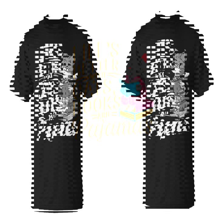 Laida Es Mejor Con Gatos Libros Y Pijamas Divertido Amante De Los Gatos Camiseta unisex