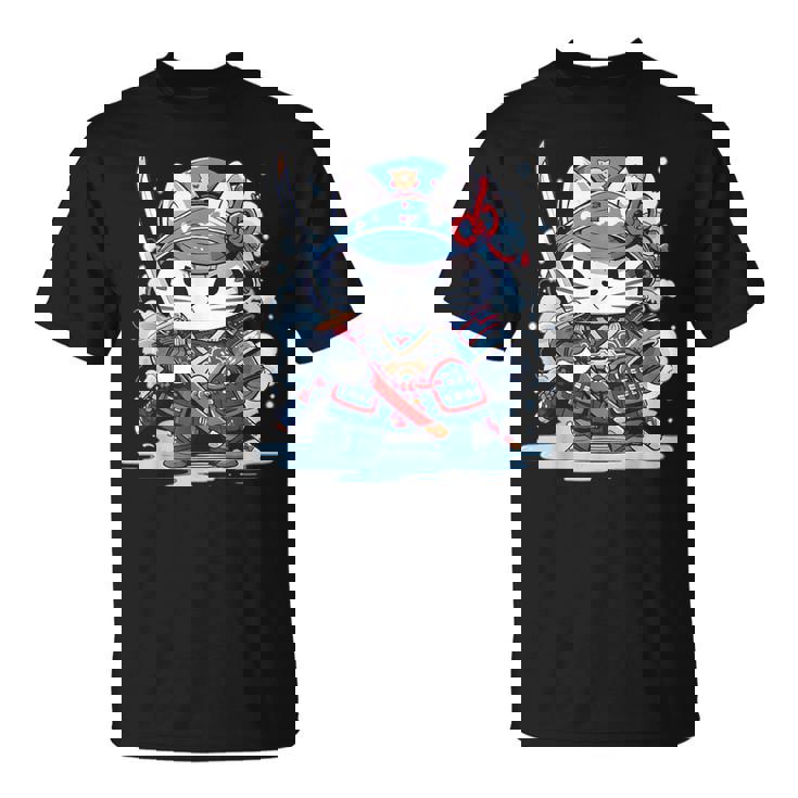 Linda Camisa Japonesa De Gato Samurái Tatuaje 2023 Kawaii Ninja Cat Camiseta unisex