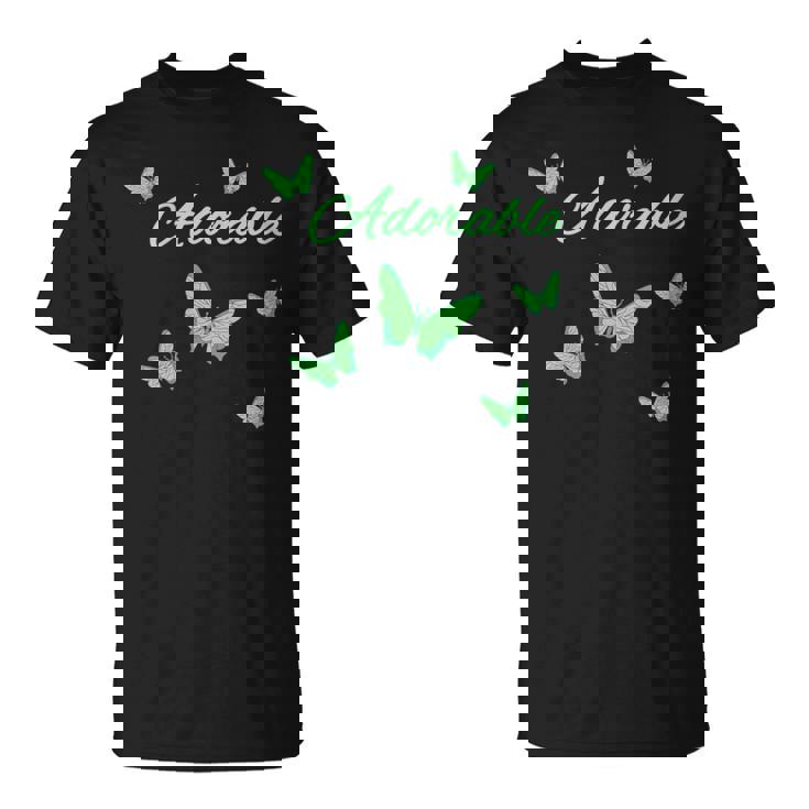 Lindo Adorable Con Mariposaserdes Cuello Camiseta unisex