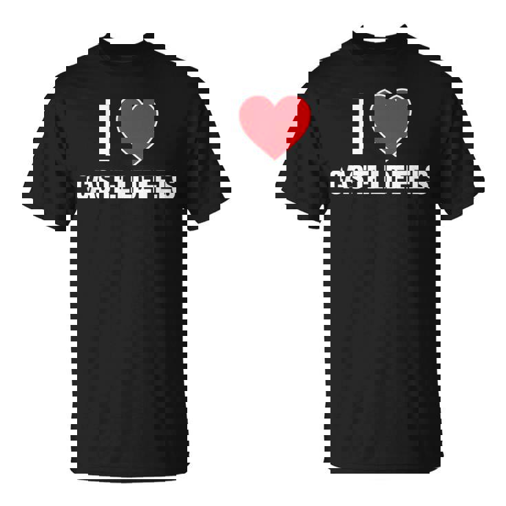 I Love Castelldefels Ciudad En España Con Red Love Heart Camiseta unisex