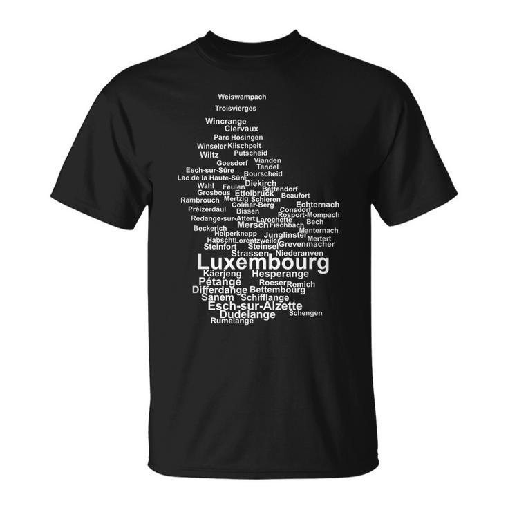 Luxembourg Outline Letzebuergesch Luxembourg Luxembourg T-Shirt