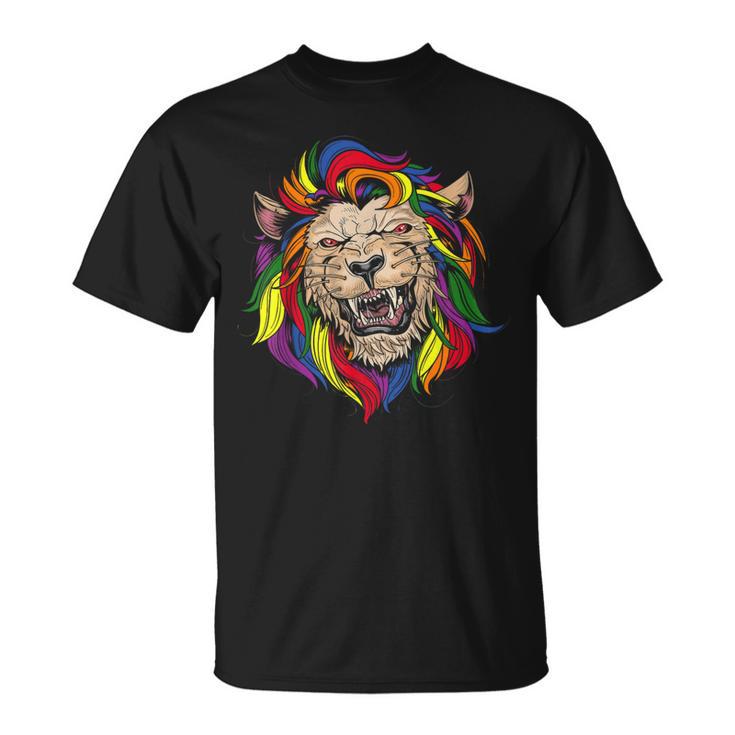 Mb35 Gay Pride Lion Lgbt Rainbow Pride Month Parade T-Shirt