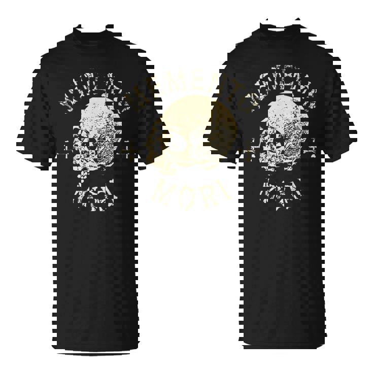 Memento Mori Calavera Humana Remember Death Estoico Tatuaje Pensador Camiseta unisex