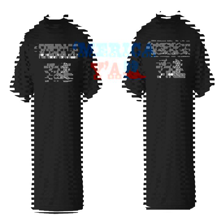 Merica Y'all Retro 4Th Of July Cowboy Cowgirl Western Howdy T-Shirt