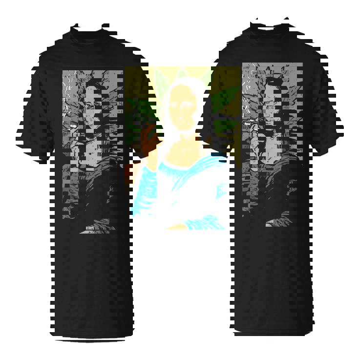 Mona Lisa Smoking A Joint Weed Cannabis Stoner T-Shirt