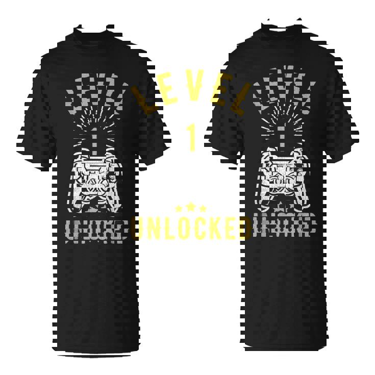 Nivel 1 Desbloqueado Aniversario 1ª Boda Camiseta unisex