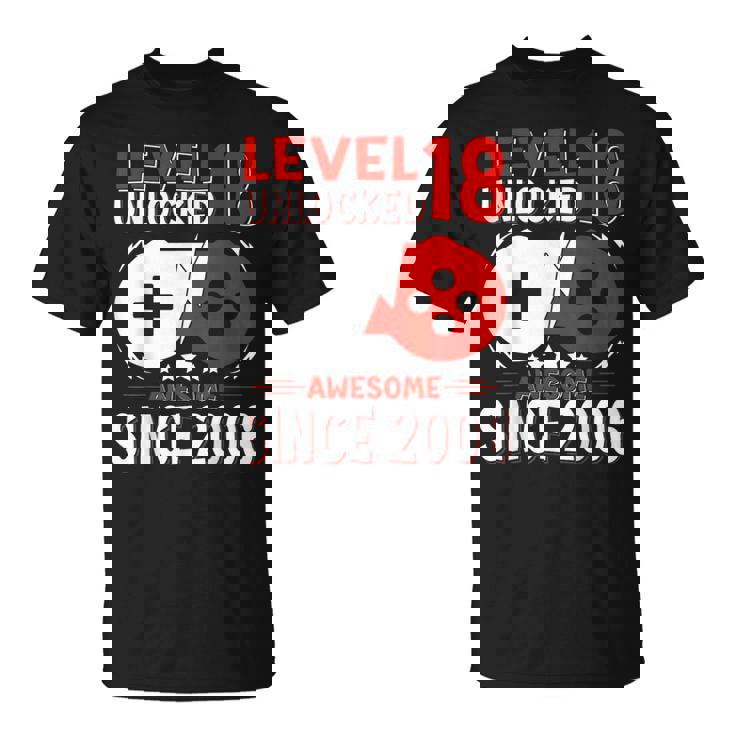 Nivel 18 Desbloqueado 18 Años Cumpleaños Gamer 18 Años Camiseta unisex