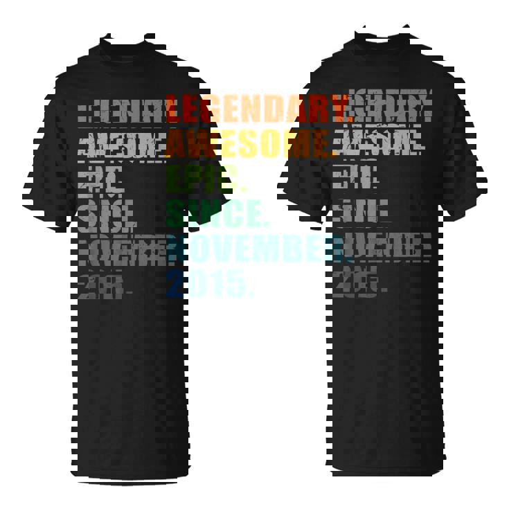 Noviembre 2015 8º Cumpleaños Niños Niñas 8 Años Aniversario Camiseta unisex