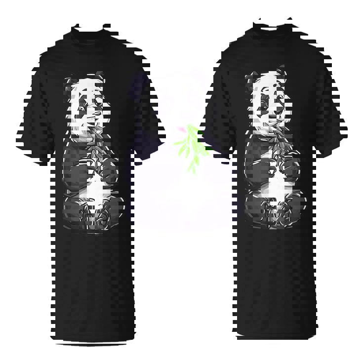 Oso Panda Con Bambú Oso Panda Niños Camiseta unisex